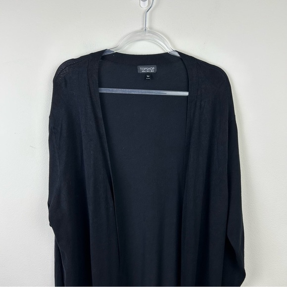 TOPSHOP Long sleeve side slits duster cardigan in black size: 10 - Picture 3 of 11